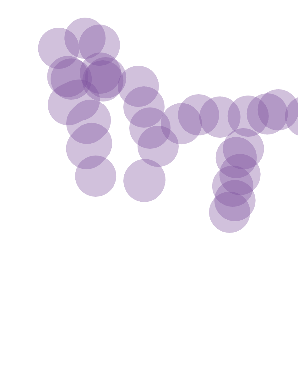 Cascading Violet Orbital Forms, a drawing by Orla Finch