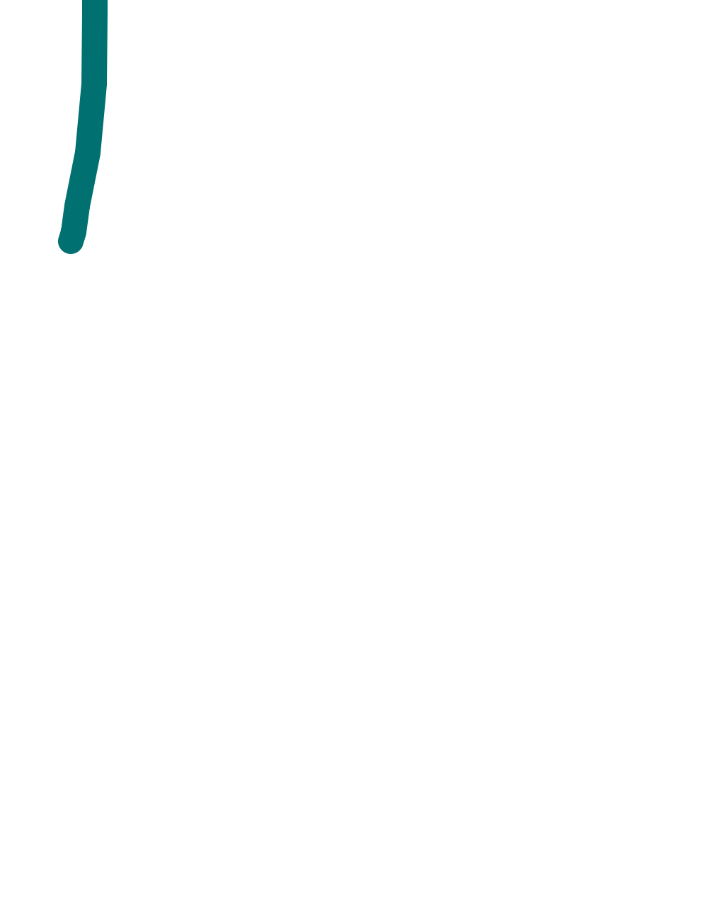 Teal Descent, Leftward Lean, a drawing by Jx