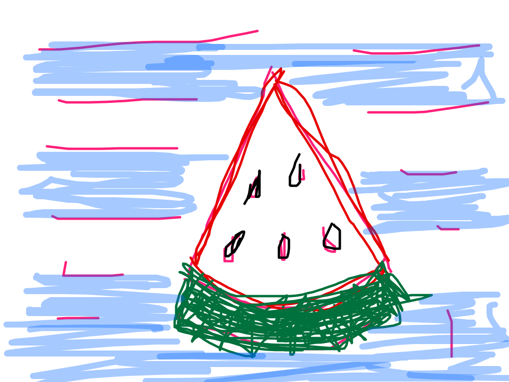 Watermelon Slice, Blue Field by Aishik