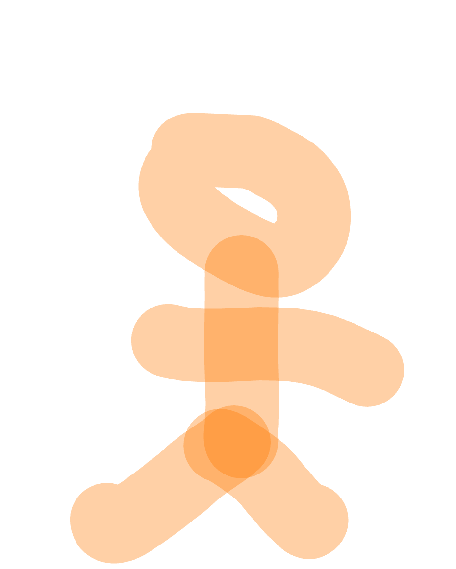 Walking Figure In Orange, a drawing by Blessing Okafor