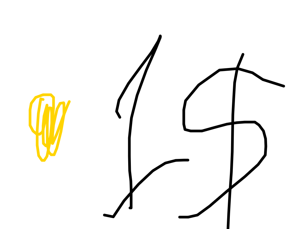 Gold Scribble, Number, Sign by 1$$$