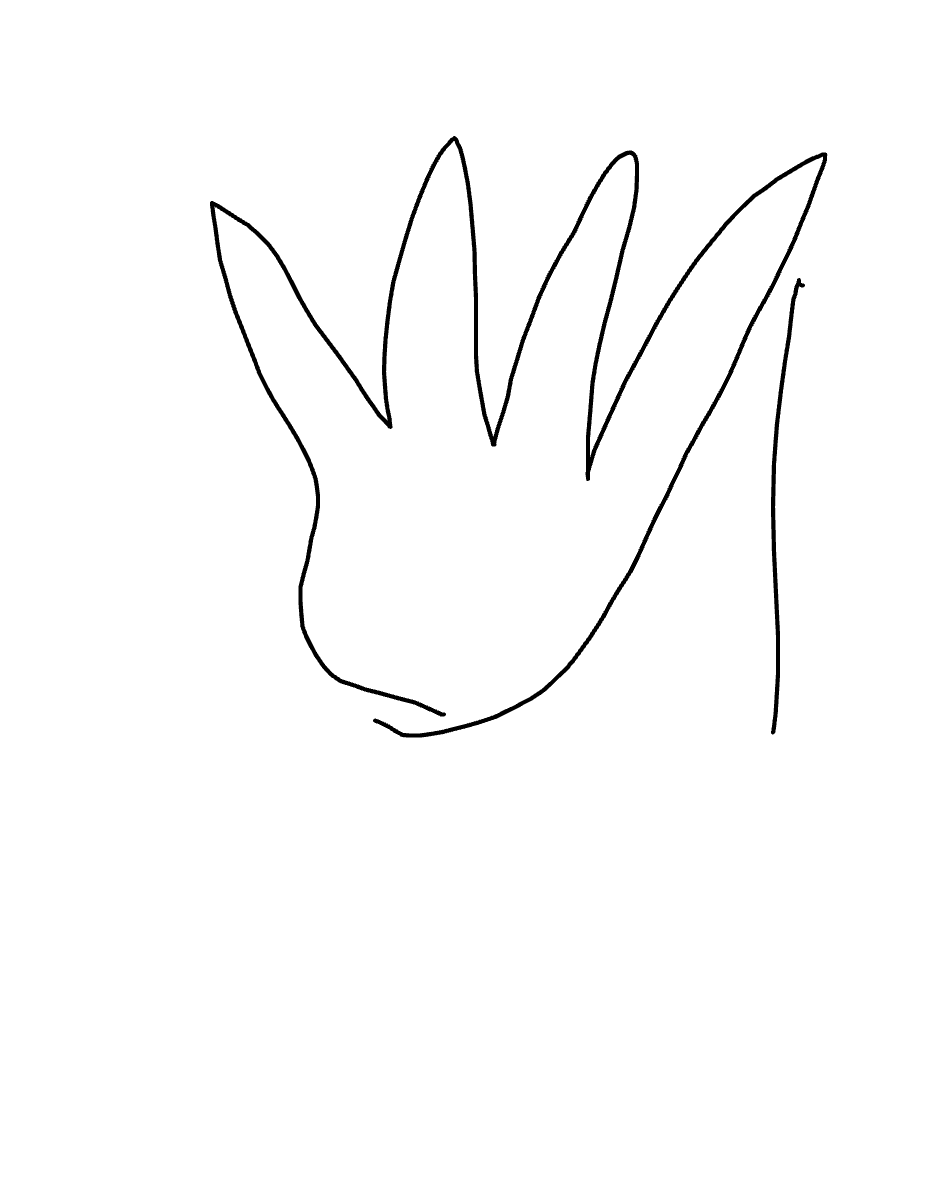 Five Fingers Reaching Upward, a drawing by Dayo Ferris