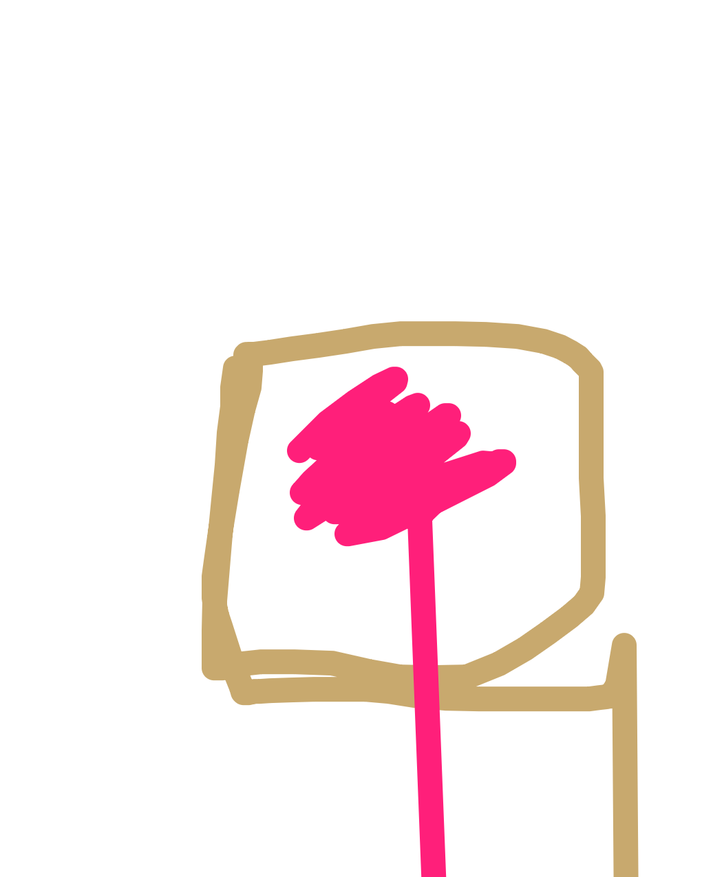 Pink Bloom Against Golden Frame, a drawing by Krys