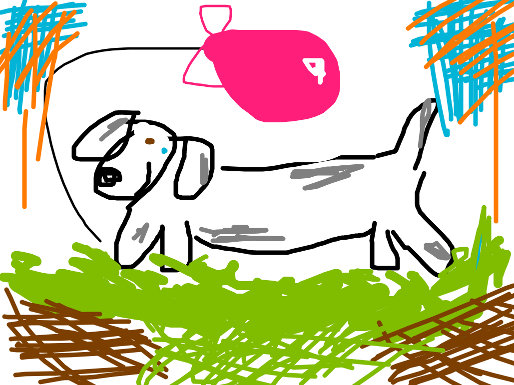 Dachshund With Pink Parcel by Karla Flexman