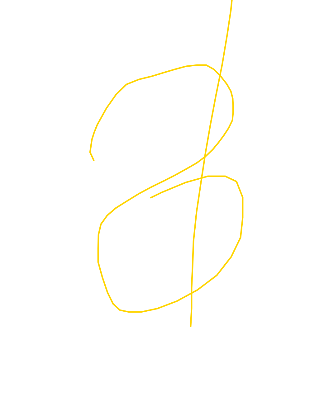 Two Loops One Falling Line, a drawing by Shiab