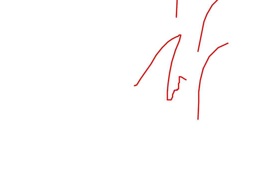 Red Lines Reaching Upward by Melissa