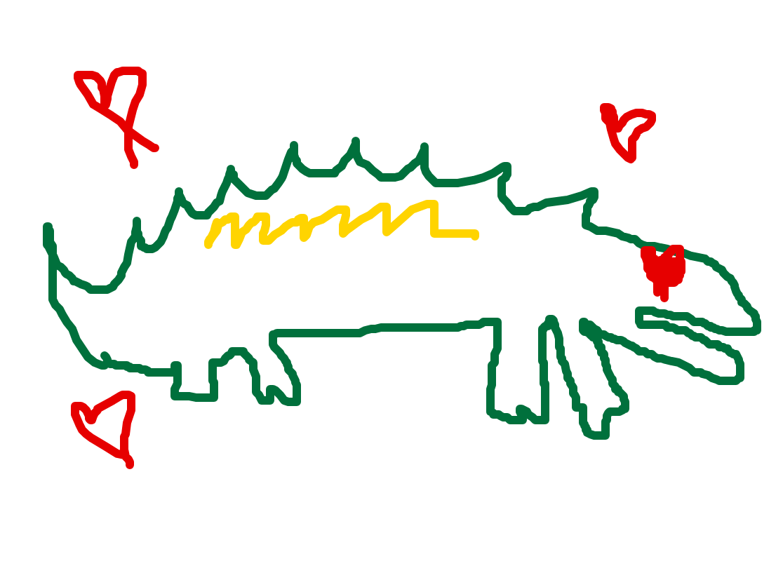 Spined Lizard with Hearts, a drawing by Ellie