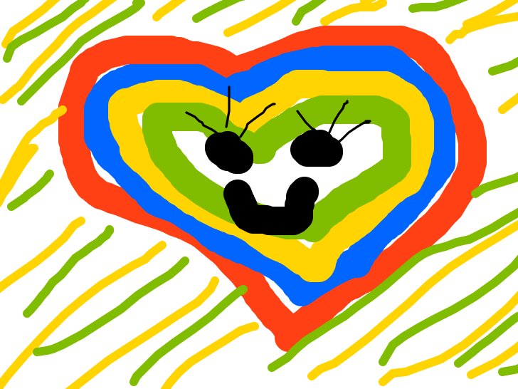 Rainbow Heart With Antenna Eyes, a drawing by Coco dahling