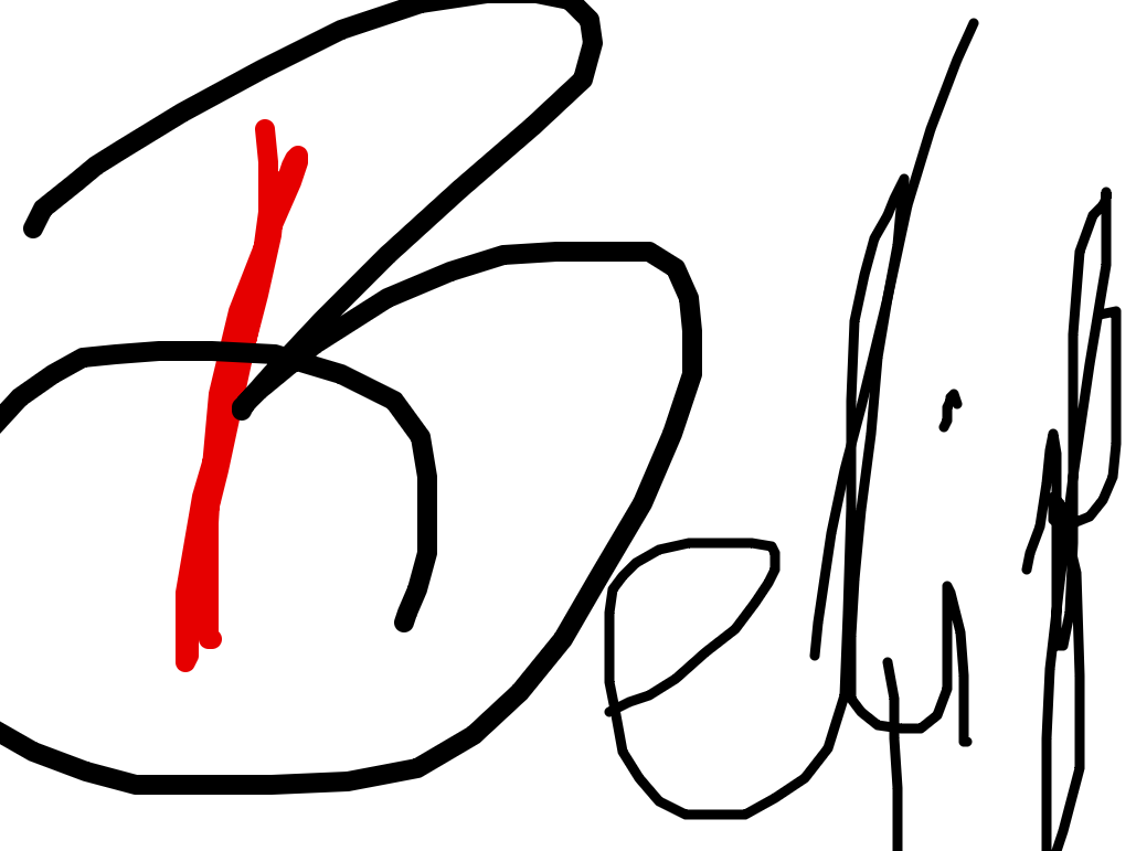 Red Vertical, Black Cursive, a drawing by Pi