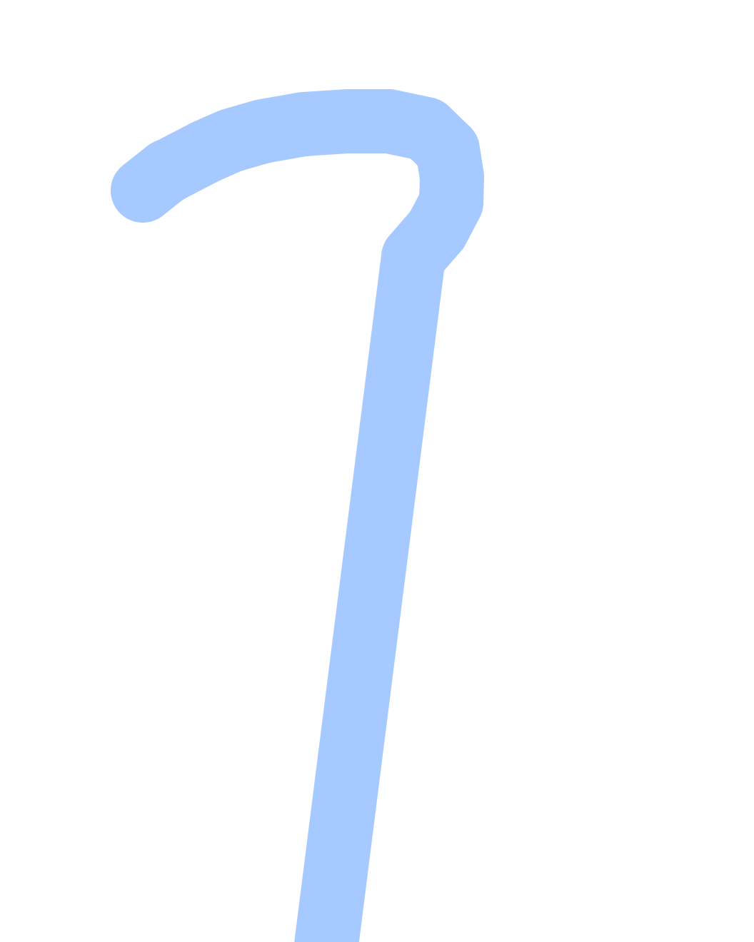 Blue Hook Falling Rightward, a drawing by Mikii