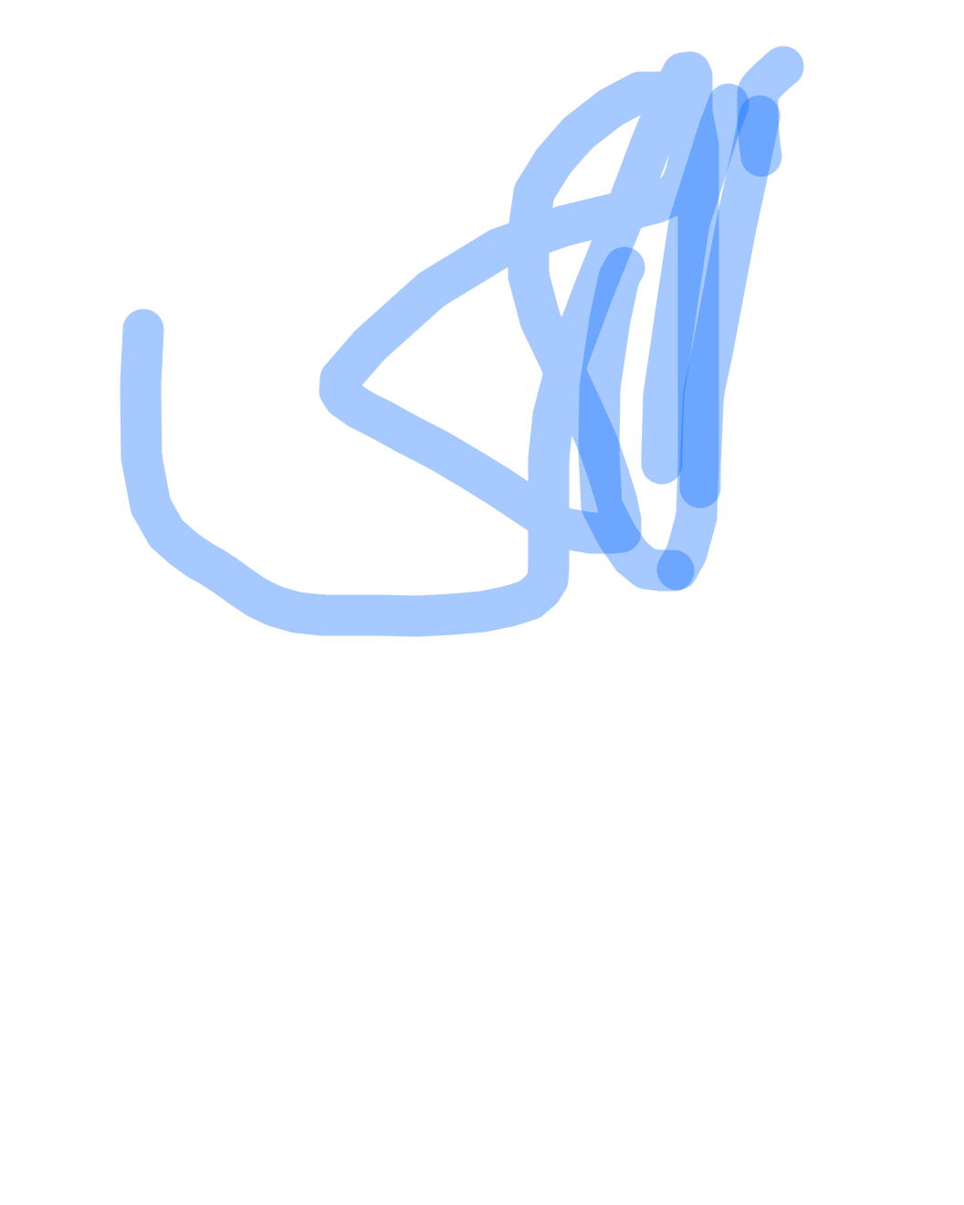 Blue Cursive Unravelling Twice, a drawing by Mithun