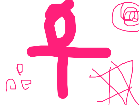 Ankh With Scattered Pink Forms, a drawing by Bbb