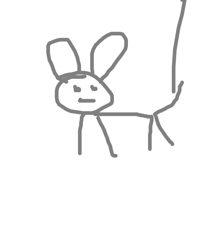 Rabbit on Four Stick Legs, a drawing by destiny