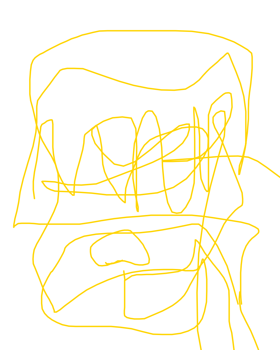 Yellow Head Consuming Itself, a drawing by Musti