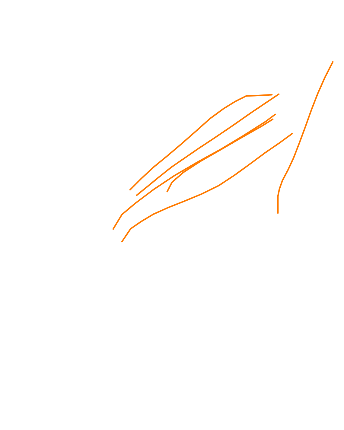 Five Lines Reaching Forward, a drawing by Gina
