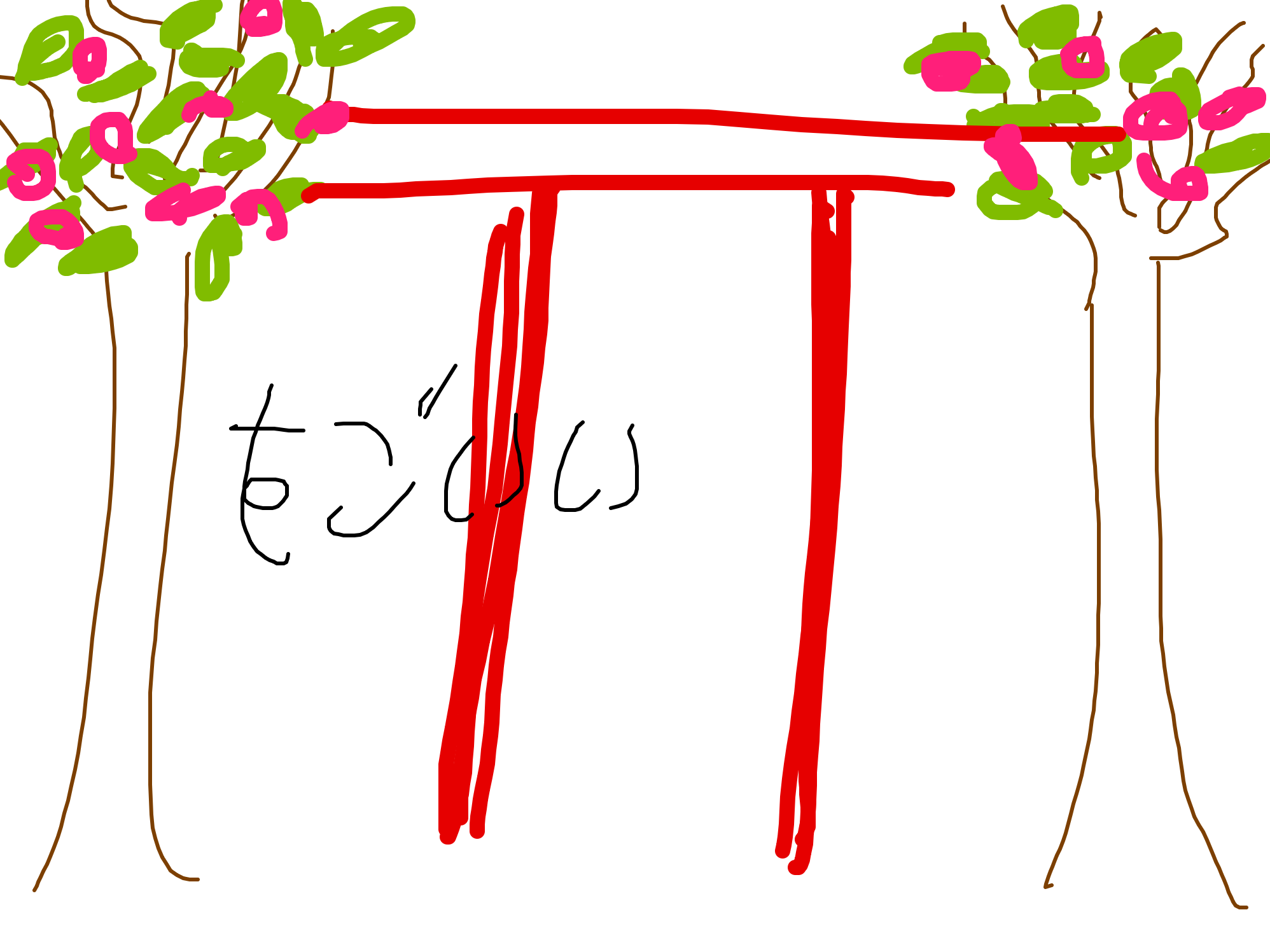 Torii Among the Blossoms, a drawing by Fenella the great