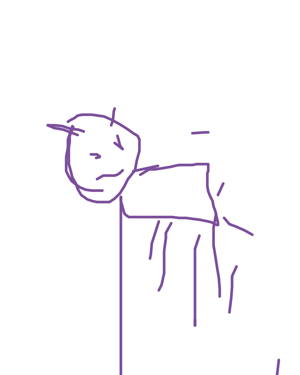Figure Bent Over Table, a drawing by j
