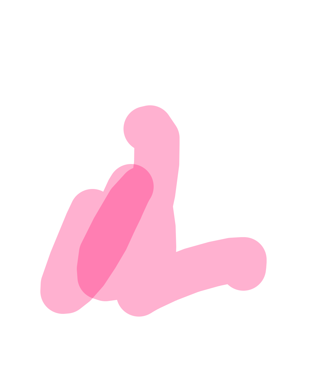 Pink Figure, Kneeling, a drawing by Yo mero