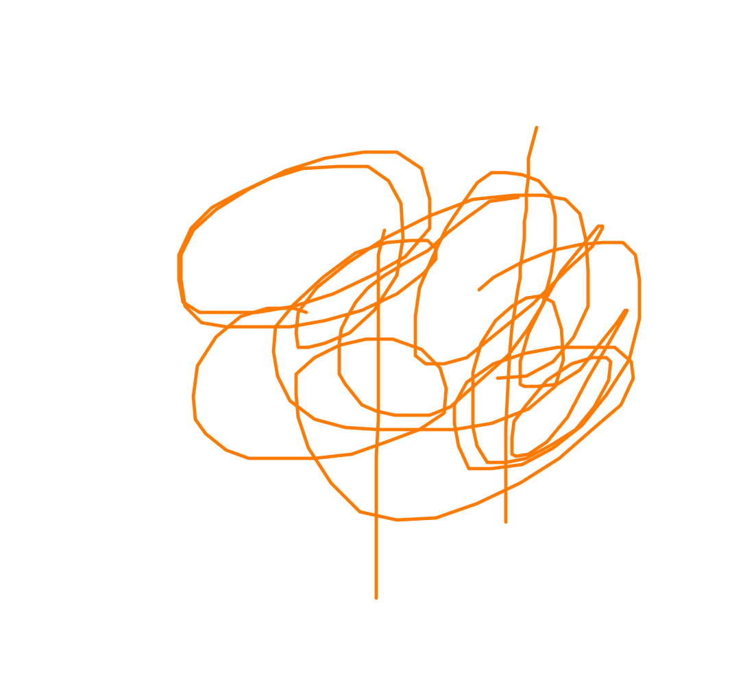 Tangled Orbital Study, a drawing by Karen Solís