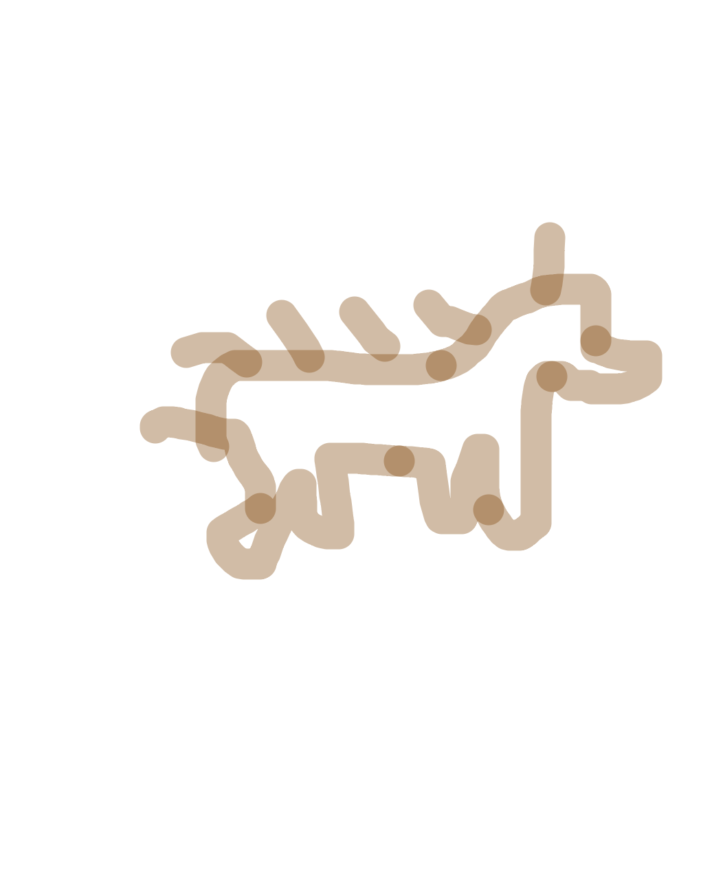 Running Animal Spinal Drift, a drawing by Dania Osei-Frimpong