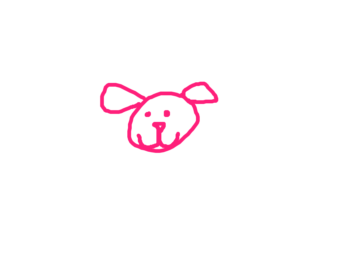 Pink Dog Facing Forward, a drawing by Bella