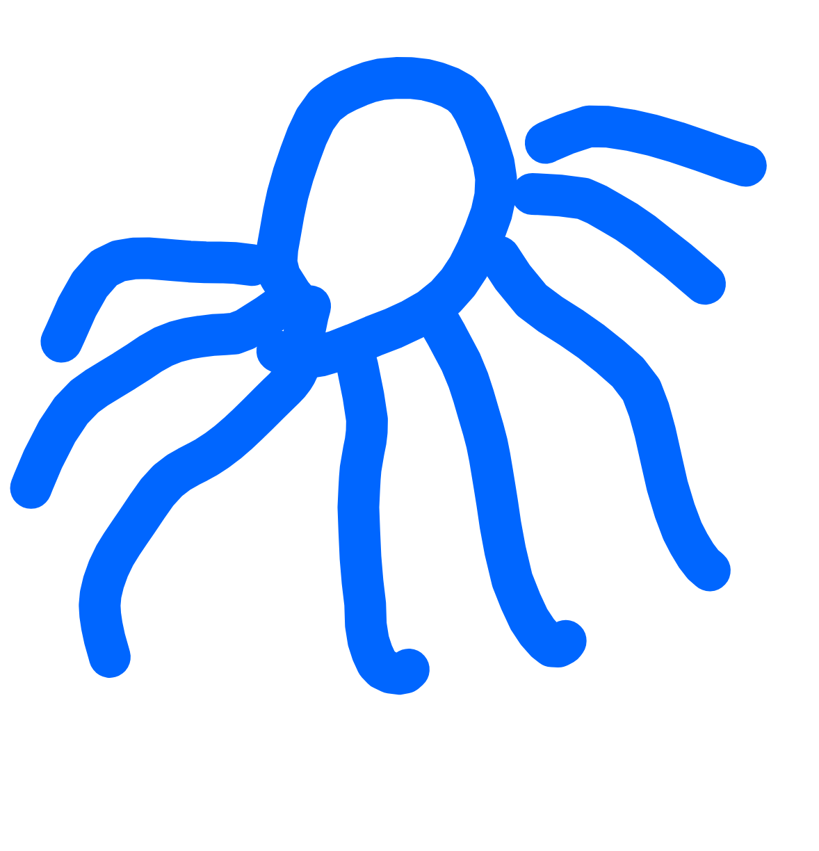 Blue Spider On White, a drawing by Tavz