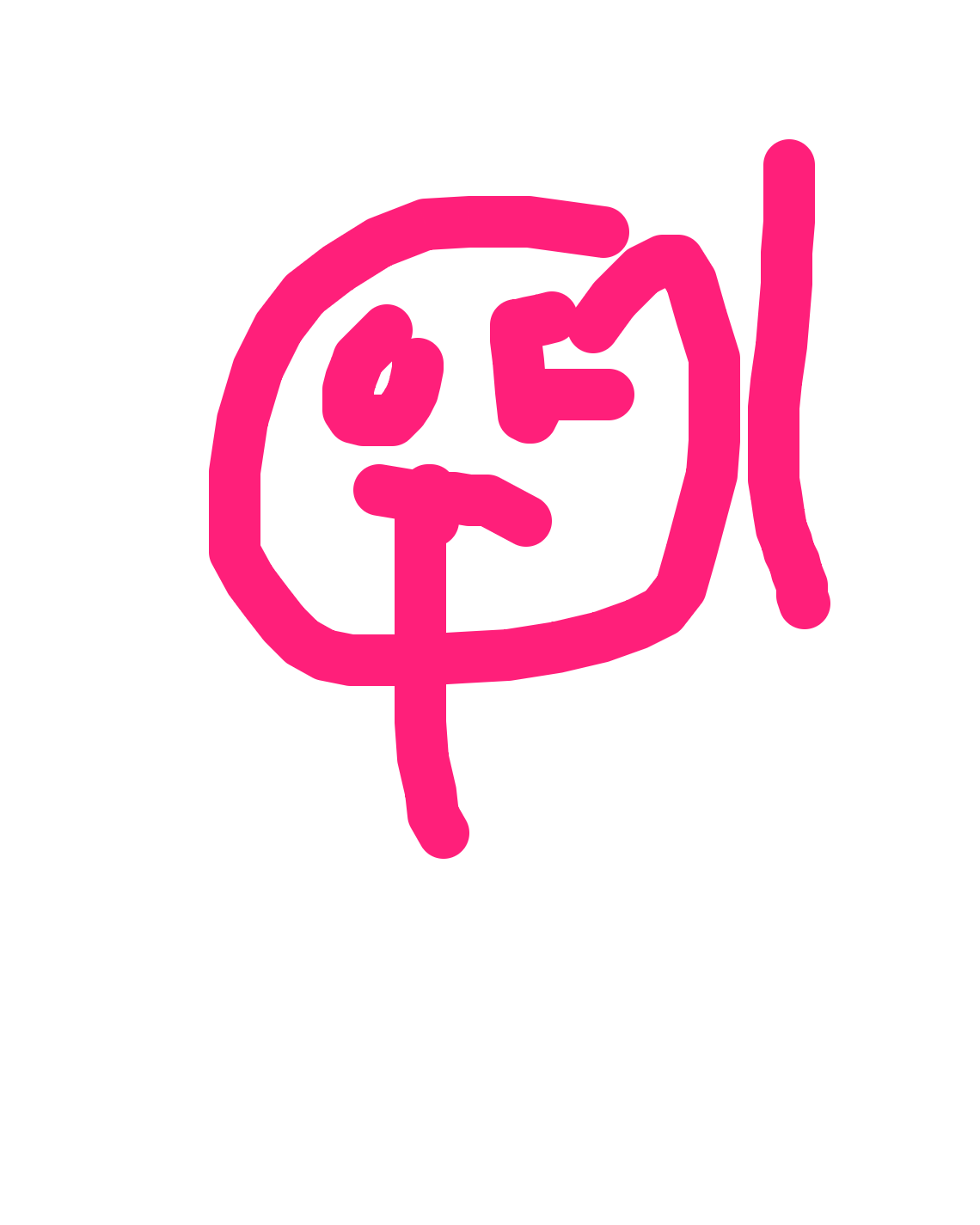 Circled Face With Stem, a drawing by Yusuf Brennan