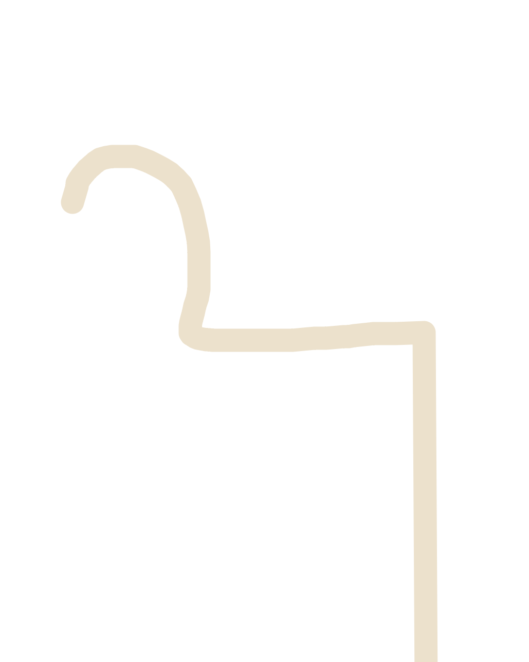 Hook Descending Into Corner, a drawing by Sunita Brel