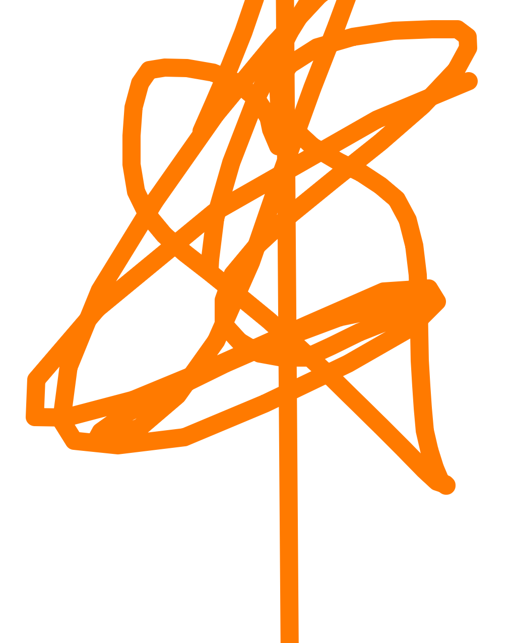Orange Tangle, Vertical Descent, a drawing by Nehir_mina